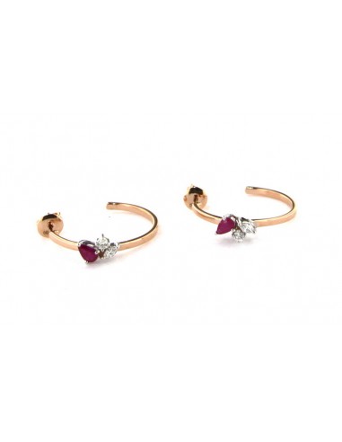 Boucles d'Oreilles Diamants, Rubis Or...