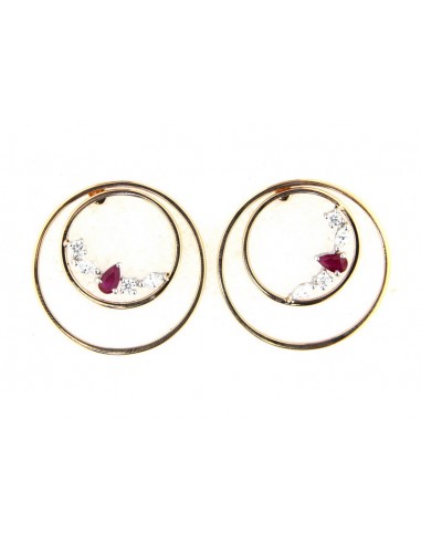 Boucles d'Oreilles Diamants, Rubis Or...