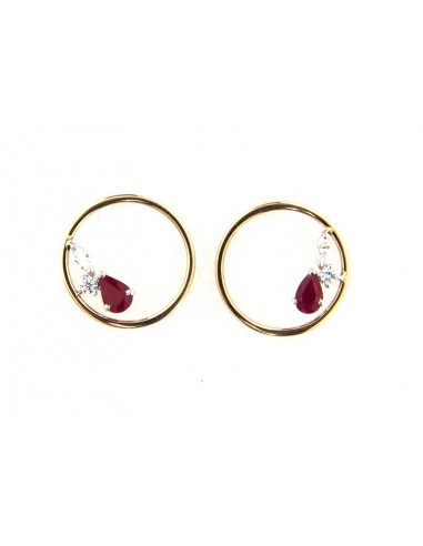 Boucles d'Oreilles Diamants, Rubis Or...