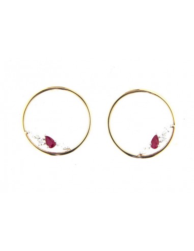 Boucles d'Oreilles Diamants, Rubis Or...