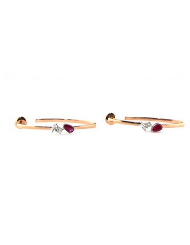 Boucles d'Oreilles Diamants, Rubis Or...