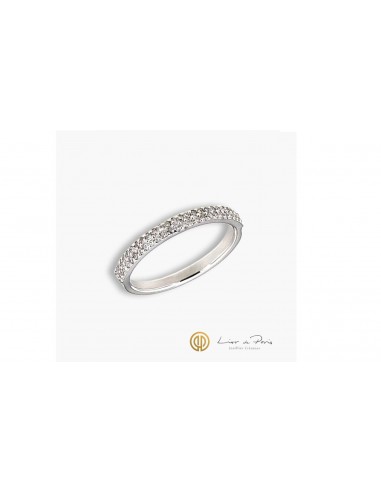 18K White Gold Wedding Band, Diamonds