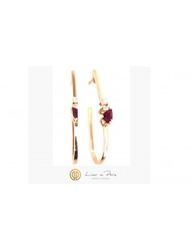 Boucles d'Oreilles Diamants, Rubis Or...