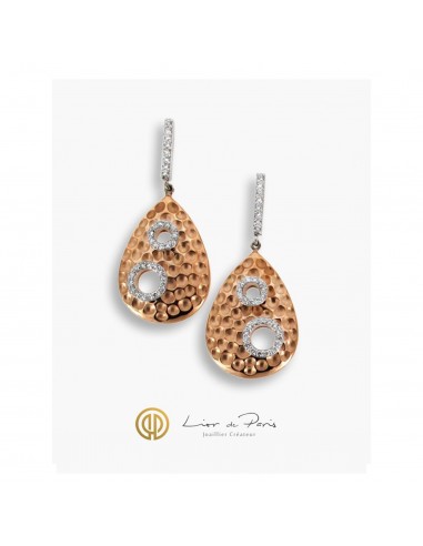 Boucle d'Oreilles Or Blanc et Rose...