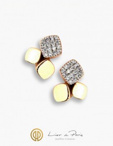 Boucle d'Oreilles Or Rose 18K, Diamants