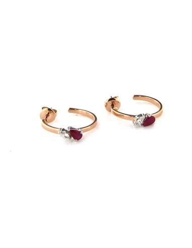 Boucle d'Oreilles Diamants & rubis Or...